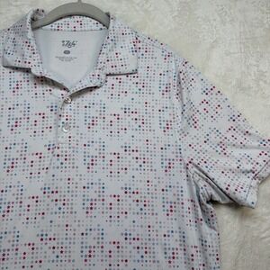 1764 Signature Golf Polo Shirt Mens Medium White Star Print Performance